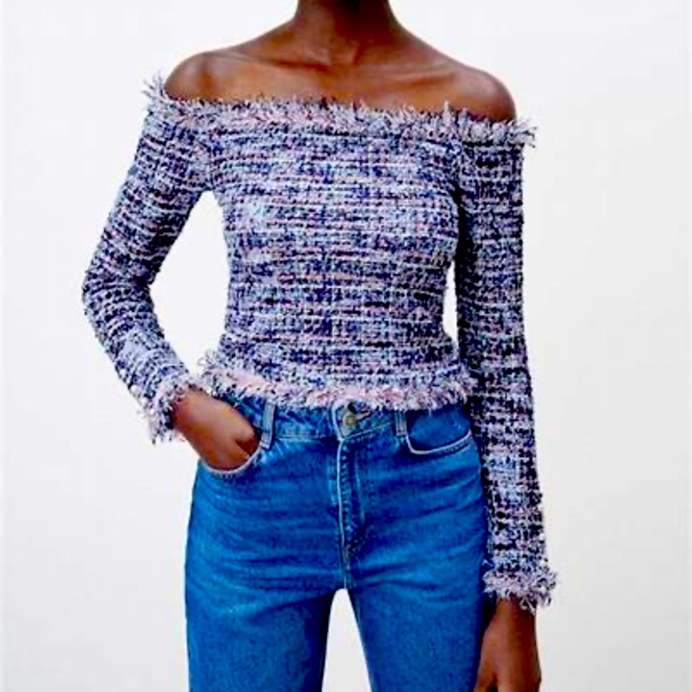 COPY - Zara tweed off shoulder top